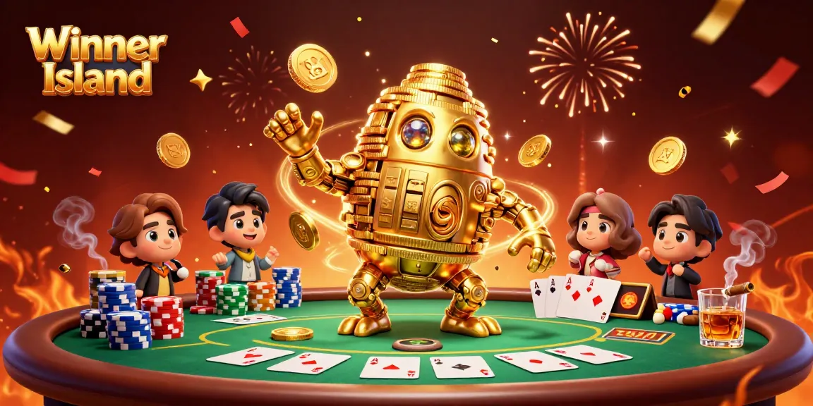 Experience the thrill of gambling at Winner Island casino with exciting 3D visuals and game elements.