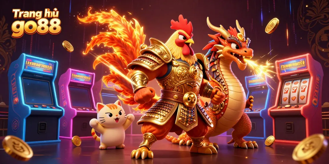 Engage in thrilling slots action on Trang chủ go88 with vibrant, cartoon-style casino characters.