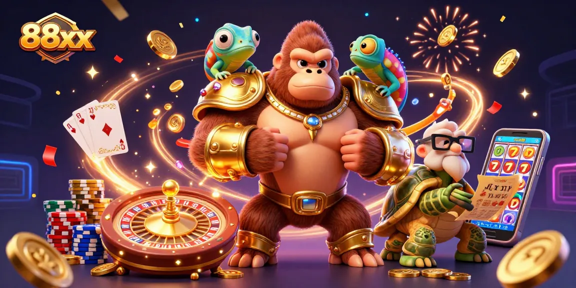 Engage in thrilling 88xx casino adventures with vibrant characters and dynamic jackpot action.